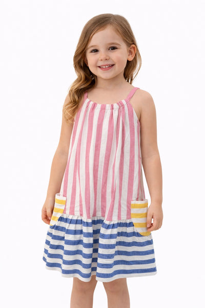girls linen stripe dress