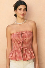 Load image into Gallery viewer, gingham smocked bow top
