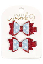 Load image into Gallery viewer, girls glitter flag bow 2 clip
