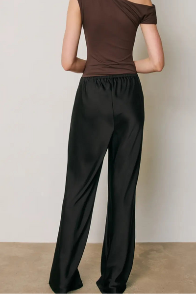 Relaxed Straight Leg Satin Pant