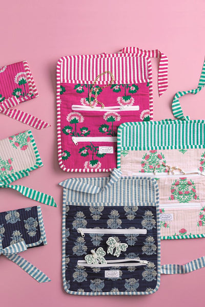 block print jewelry roll