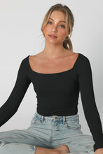 Load image into Gallery viewer, rib long sleeve square neck tee
