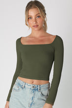 Load image into Gallery viewer, rib long sleeve square neck tee

