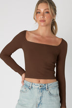 Load image into Gallery viewer, rib long sleeve square neck tee
