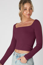 Load image into Gallery viewer, rib long sleeve square neck tee
