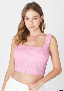 shirred square neck crop top
