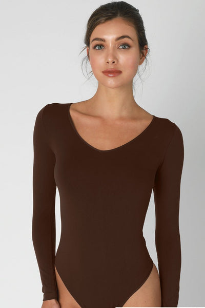 v neck long sleeve bodysuit
