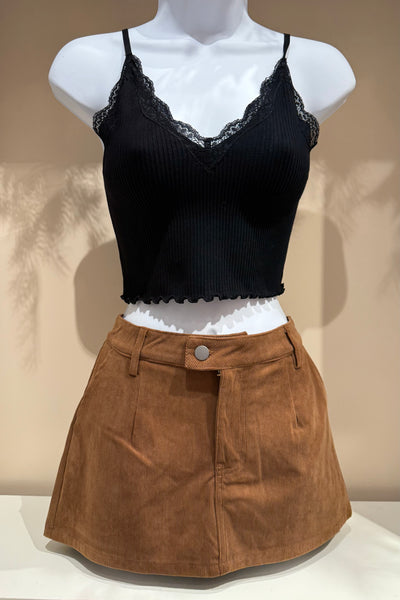 cord micro mini skort