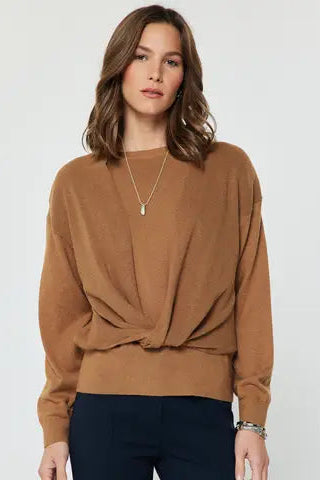 twist hem crew sweater