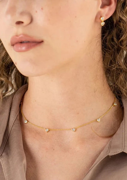 gold filled cz drop necklace