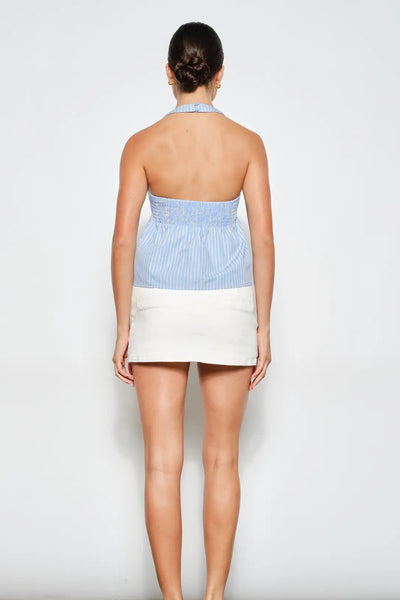 stripe ruched halter top