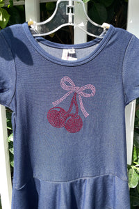 girls ruffle cherry bow dress