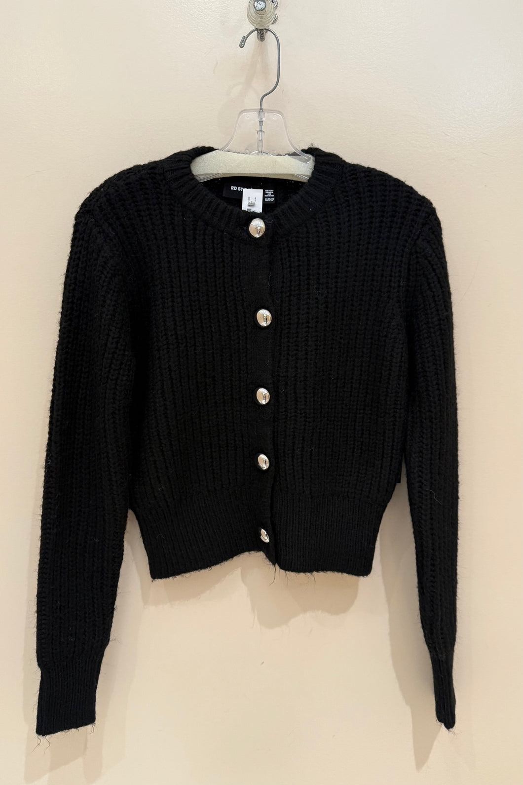crew neck silver button cardigan