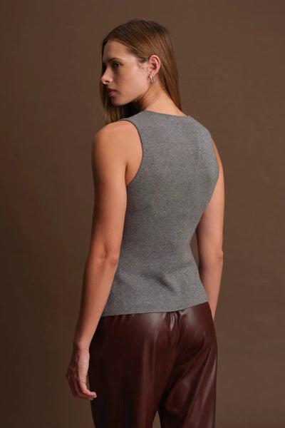 v neck button knit vest