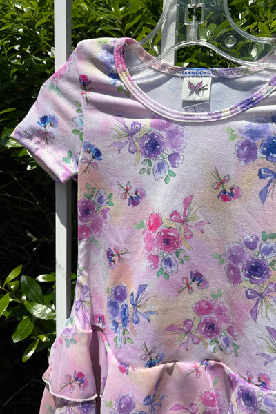 girls chiffon ruffle floral dress