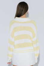 Load image into Gallery viewer, Striped long-sleeve knit sweater with a polo collar
