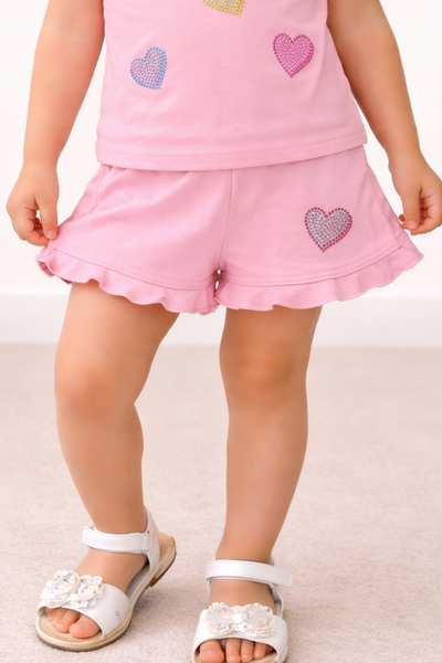 girls heart ruffle shorts