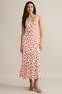 rose petal maxi v neck dress