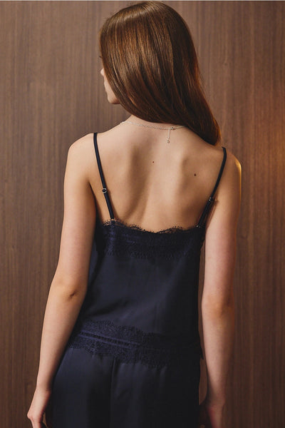 lace trim satin cami