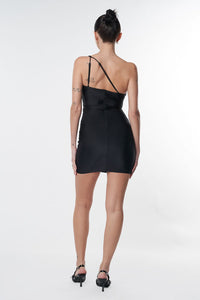 one shoulder bustier mini dress