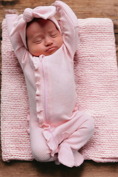 baby organic waffle ruffle footie