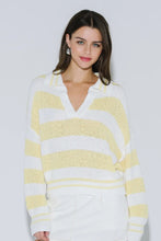 Load image into Gallery viewer, Striped long-sleeve knit sweater with a polo collar
