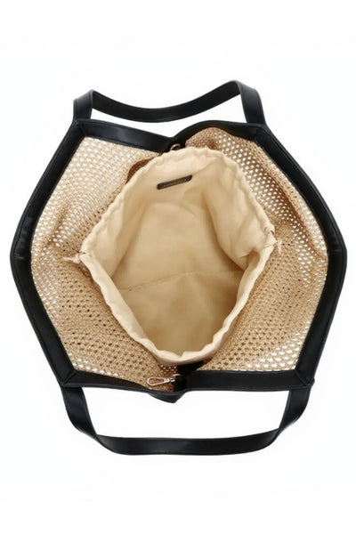 mesh + vegan leather tote + pouch