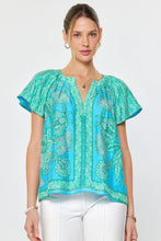 Load image into Gallery viewer, short sleeve border print top
