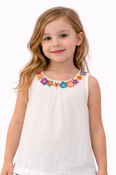 girls applique flowers tank