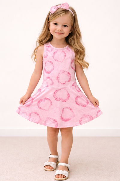 girls fuchsia hearts tank dress