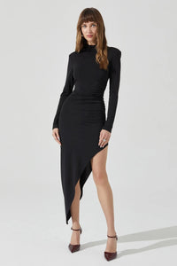 mock neck asymmetrical dress