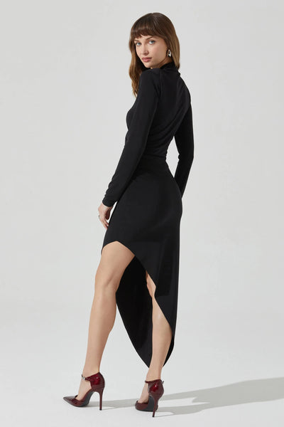 mock neck asymmetrical dress