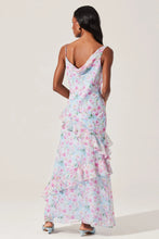 Load image into Gallery viewer, asymmetrical floral chiffon maxi dress
