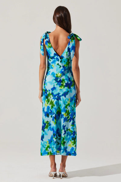 watercolor tie shoulder dress