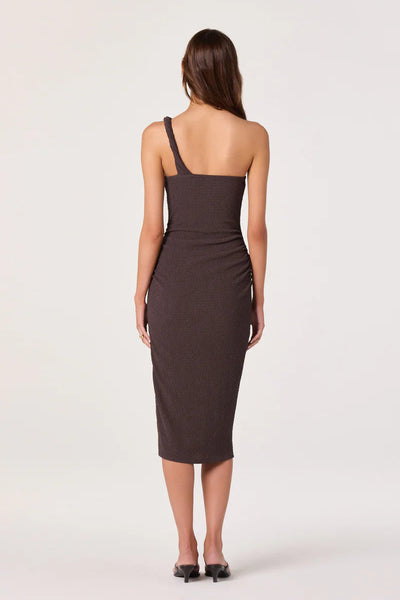 one shoulder bodycon midi dress