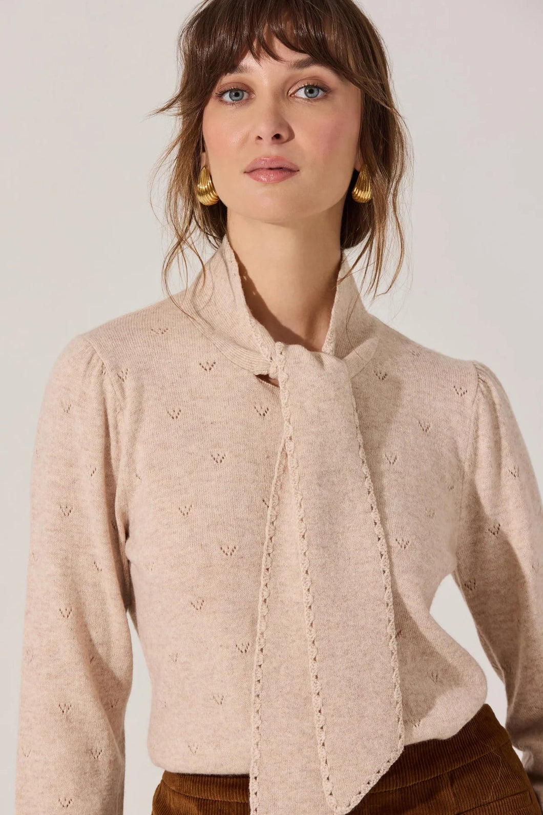 tie neck sweater