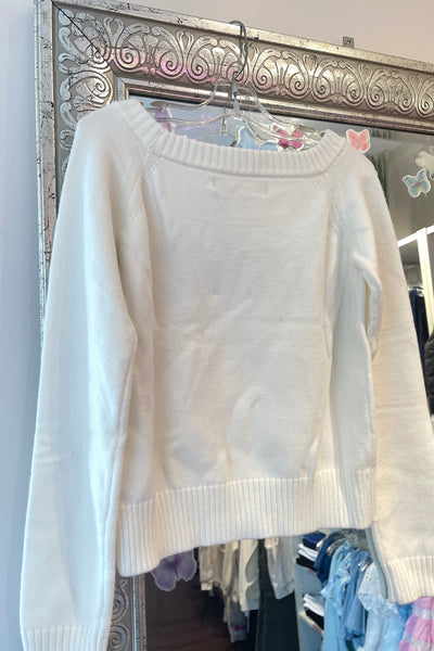 girls chenille patch love sweater