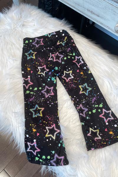 girls flare legging splatter star