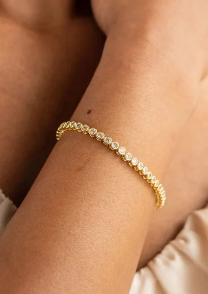 gold filled tennis link bracelet