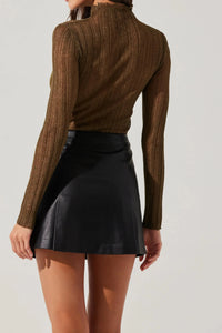 faux leather pleat skirt