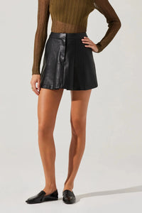 faux leather pleat skirt