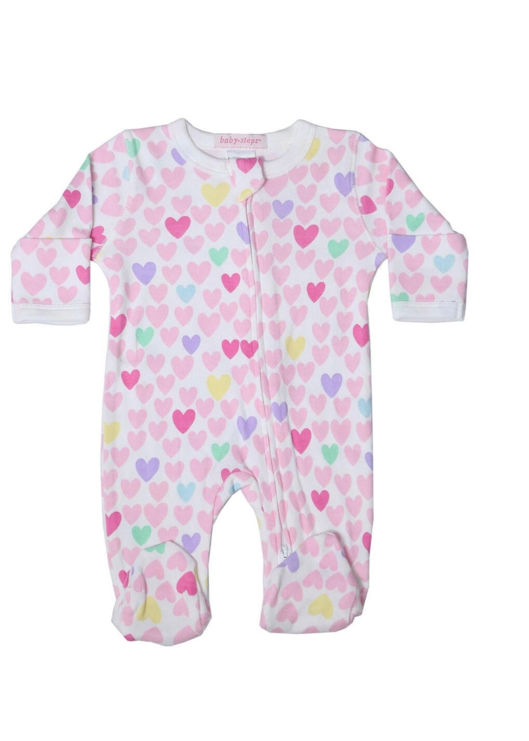 baby footie pastel hearts