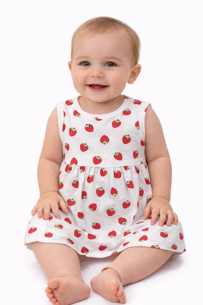 girls strawberries tank dress