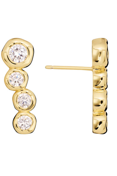 4 cz bezel earring