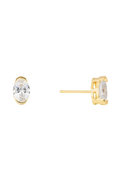 Oval Bezel CZ Stud