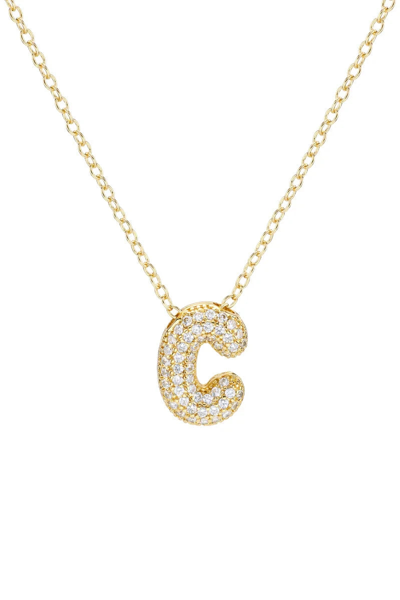 cz initial necklace-c