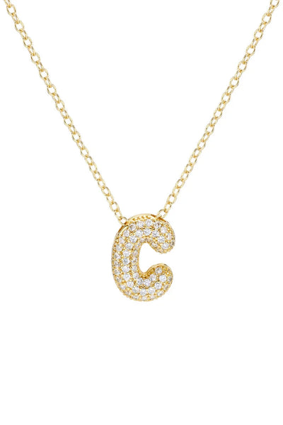 cz initial necklace-c