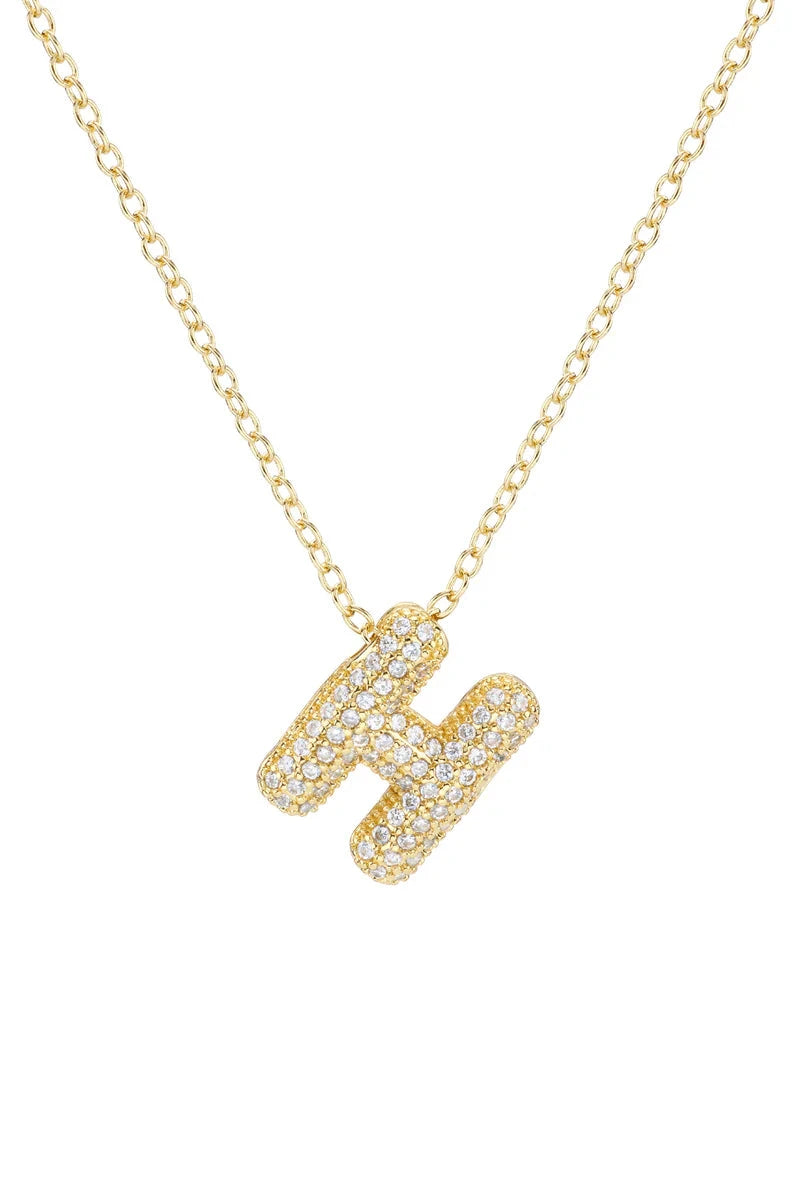 cz initial necklace-h