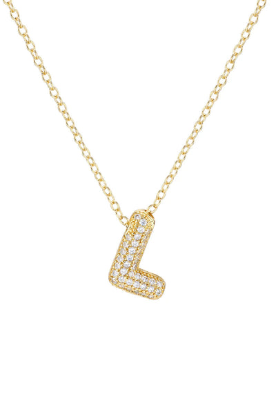 cz initial necklace-L