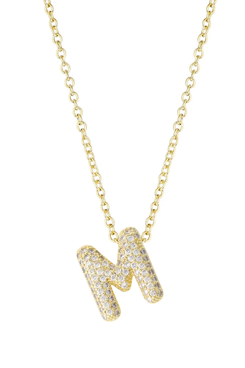 cz initial necklace-m